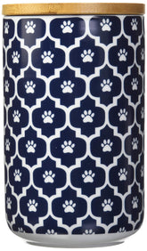 Bone Dry Lattice tazón para mascotas en azul náutico, ideal para golosinas y comida diaria.