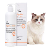 Breezytail PetO’Cera: bote con champú todo-en-uno para piel sensible de gatos, cuidado diario.