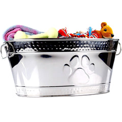 BREKX contenedor de juguetes para perros, diseño oval frontal, almacenamiento práctico y decorativo.
