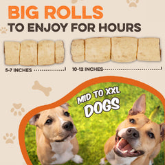 Brutus & Barnaby rollos de cachete de res en pack de 3, masticación duradera
