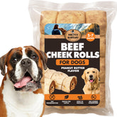 Rollos de carrillera de res de BRUTUS & BARNABY para perros grandes y masticación sostenida.