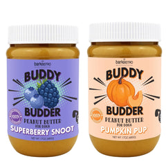 BUDDY BUDDER Bark Bistro Superberry Snoot en frascos 17 oz, ideal para untar.