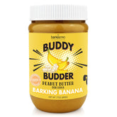 BUDDY BUDDER Barkin' Banana en tarro, crema de maní natural para perros
