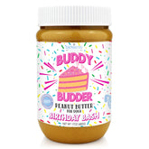 Buddy Budder envase 17oz: mantequilla de cacahuete para perros, ideal para rellenos en juguetes.