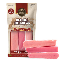 Bully Bunches Yak Chew 100 g sabor fresa para perros, tentempié duradero.