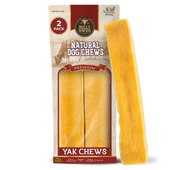 Bully Bunches Yak chews extra grande en envase, ideal para perros grandes y masticadores fuertes.