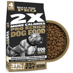 Empaque de Bully Max Pro 2X para perros con alta densidad calórica.