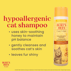 Burts Bees para Mascotas champú gato piel sensible, lavado suave y cómodo.