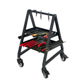BUYYAH caja de herrado en aluminio con ruedas para transporte suave entre zonas de trabajo.