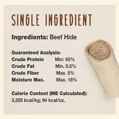 Cadet, ingrediente único, piel de res para perros