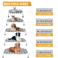 Caghash cama perro elevada, estructura de acero inoxidable duradera.