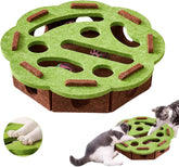 Caja de rascar y rompecabezas para gatos con lima de uñas integrada para limar mientras juegan.