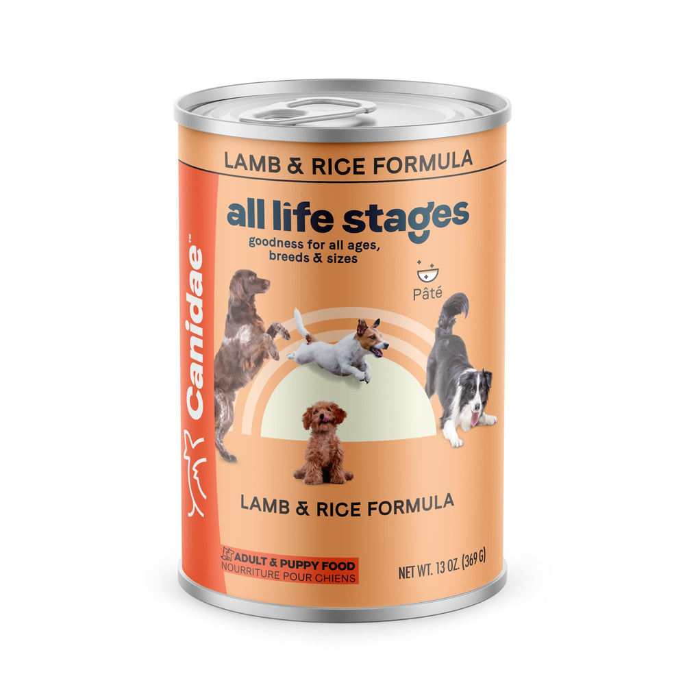 CANIDAE All Life Stages: lata abierta de cordero y arroz, nutrición premium para perros de todas las edades.