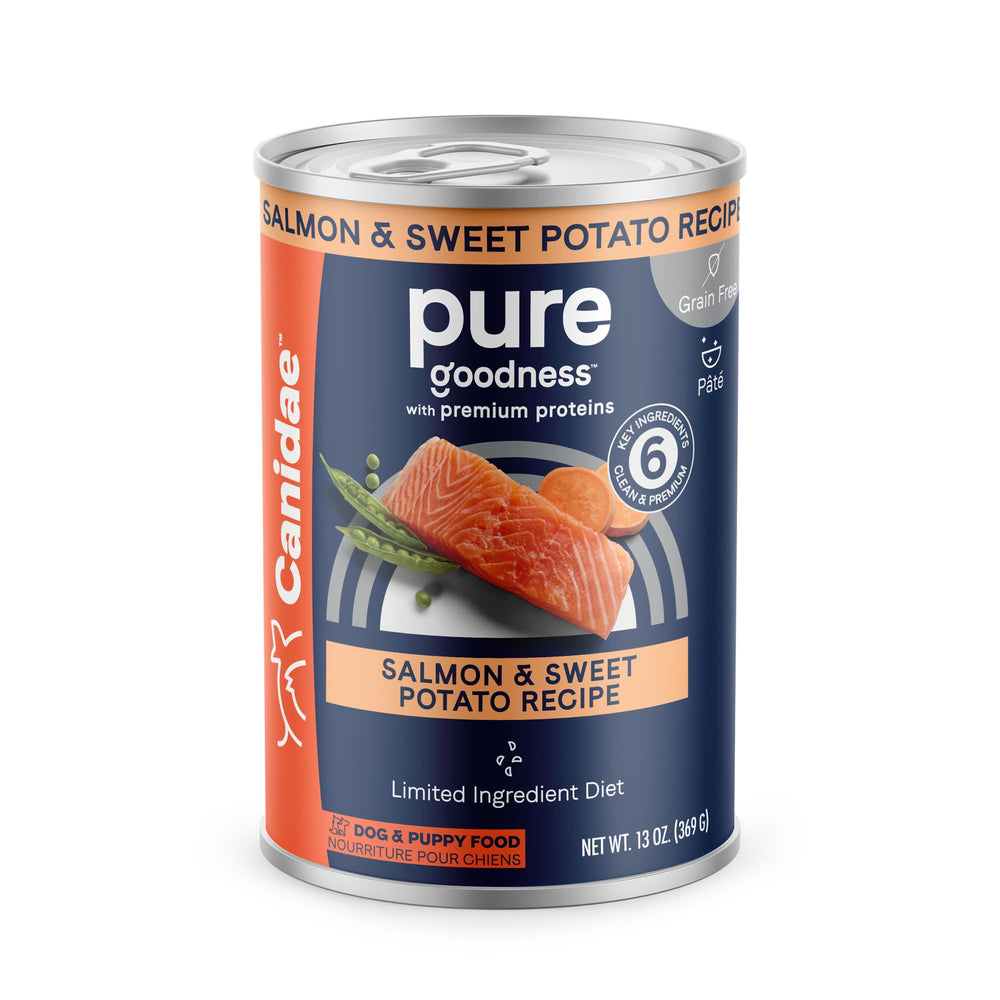 CANIDAE PURE: lata frontal con salmón y patata dulce para una dieta simple y sabrosa