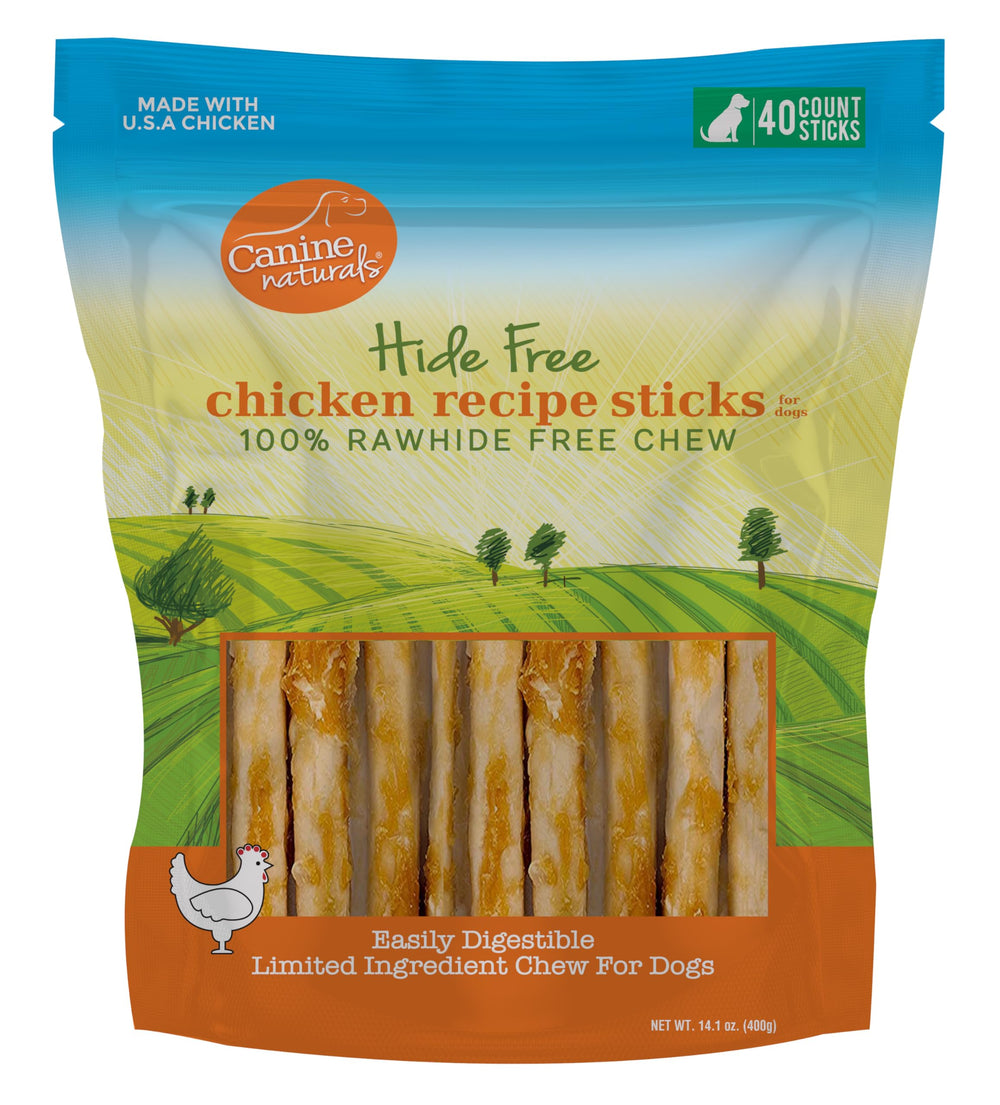 Canine Naturals Palitos de Pollo de 5 pulgadas, masticación duradera sin cuero crudo para perros, ayuda dental.