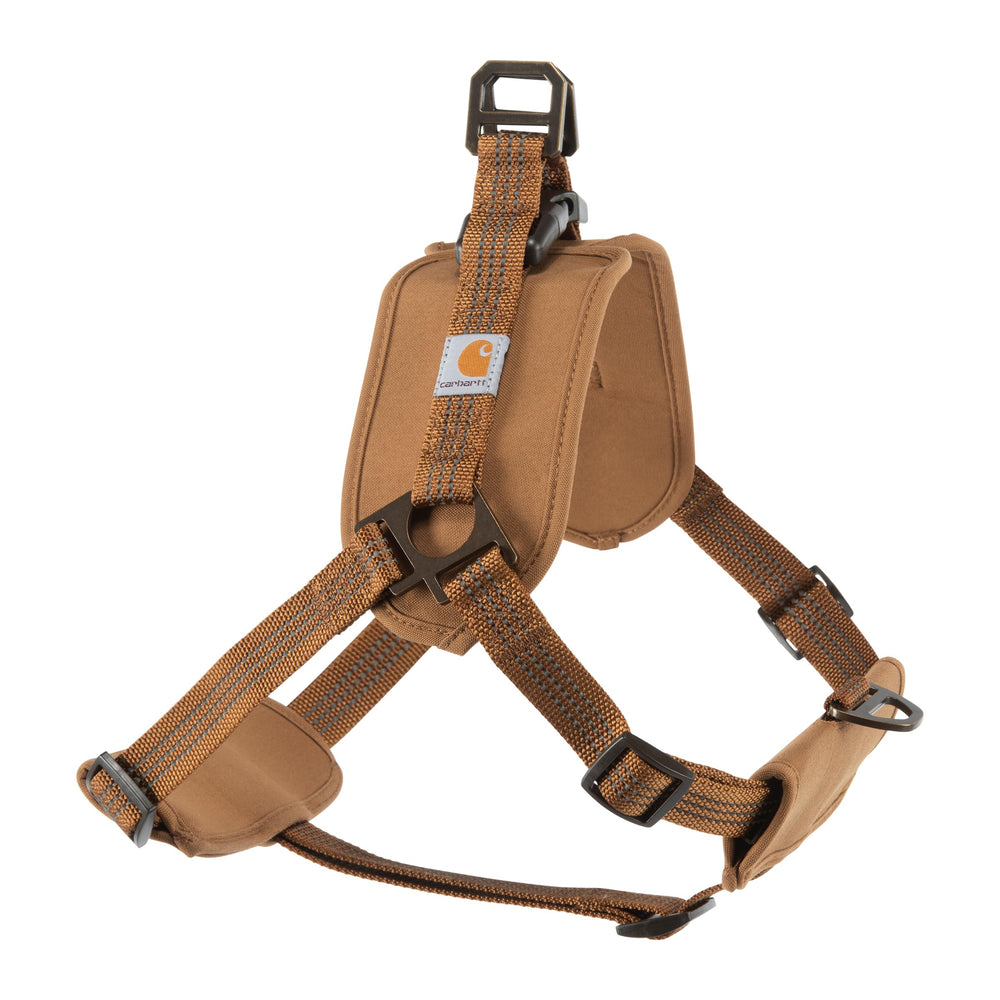 Arnés Carhartt para perro con enfoque en espalda, cómodo para paseos diarios y control suave.