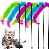 CATENEED varita de plumas para gatos, ideal para juego interactivo en interiores.