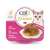 Catit cena de pescado con salmón y judías verdes, opción húmeda para hidratar la dieta.