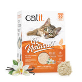 Catit Go Natural con cáscara de guisante empaque compacto para fácil almacenamiento.