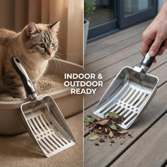 Pala ranurada en cazo para arena de gato facilita el retorno limpio