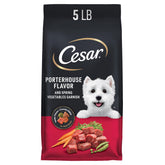 Cesar alimento seco para perros pequeños, bolsa porterhouse con verduras, sabor delicioso y práctico.