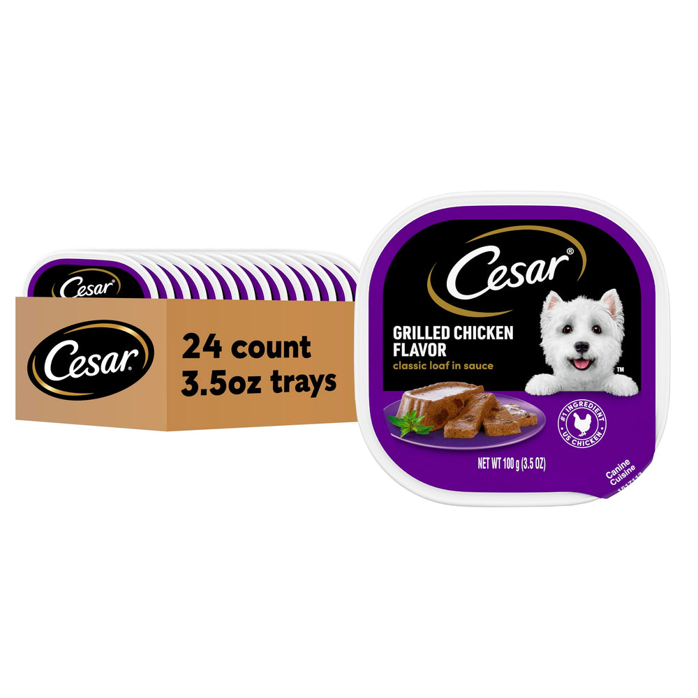 Cesar Clásico Lomo en Salsa de pollo, ingrediente principal real para perros felices.