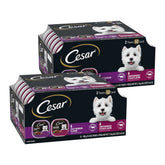 Cesar comida húmeda para perros en bandeja con sello fácil, práctica y limpia.