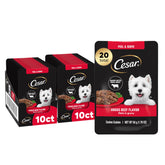 Cesar Filetes Angus para perro, envase mini abierto, textura jugosa lista para servir