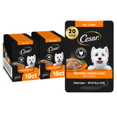 Cesar Filetes en salsa pollo rostizado, alimento completo para perros adultos.