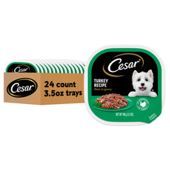 Cesar Filets en Salsa de Pavo en Bandeja, fácil de servir para perros.