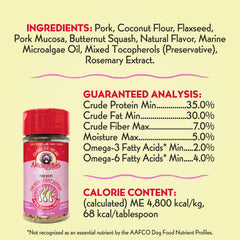 Charlee Bear Necessities complemento cerdo-crudo, conserva la nutrición sin grano.