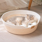 CHEERHOME PETS: cesta cama gato blanco para descanso cómodo en interiores.