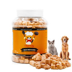 Chef Kitty salmón liofilizado para gatos: proteína alta y sabor intenso.