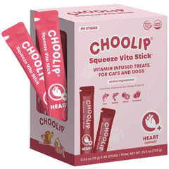 Choolip Palitos Vita, enfoque corazón y sabor a salmón y atún para apoyo cardiovascular.