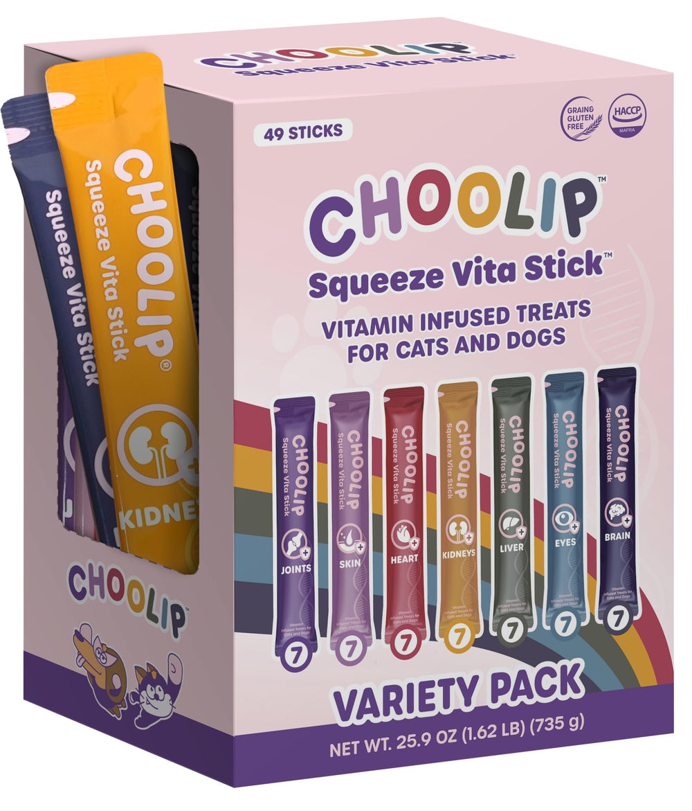 Choolip Squeeze Vita Stick, frente del pack, ideal para premiar y entrenar a tus mascotas.