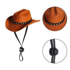 choyaxo detalle estrella dorada en sombrero vaquero para mascota.