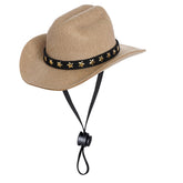 Choyaxo sombrero vaquero para mascota khaki, vista frontal, añade estilo para fiestas y sesiones de fotos.