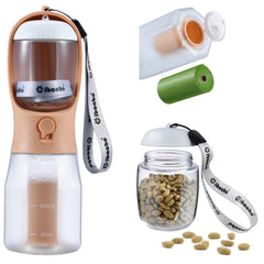 Cibaabo botell a agua para perros con contenedor de comida, ideal para paseos.