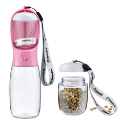 Cibaabo botella con contenedor de comida, ideal para paseos con mascota.