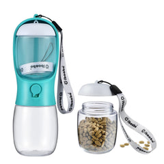 Bouteille Cibaabo pour chien avec contenu nourriture intégré, pratique pour sorties.