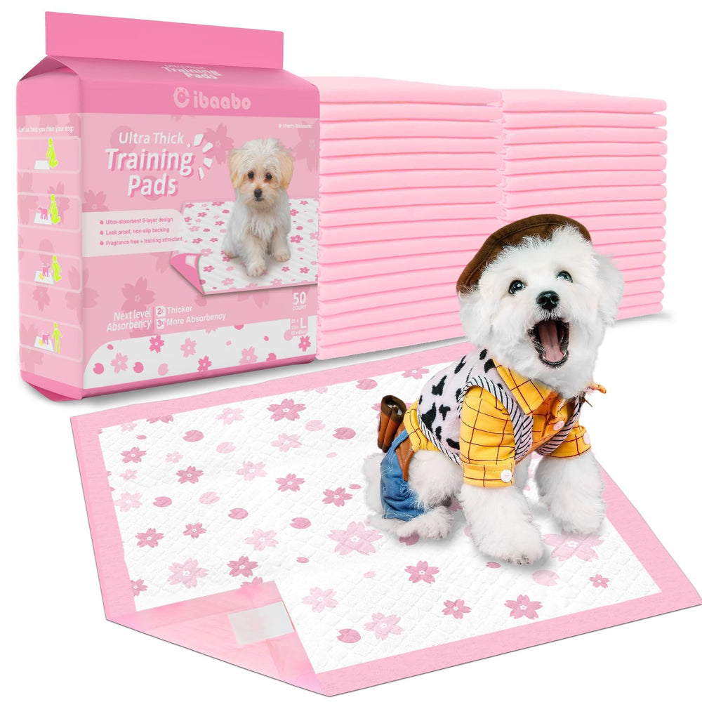 Cibaabo Puppy Pads con diseño sakura rosa para entrenamiento diario.