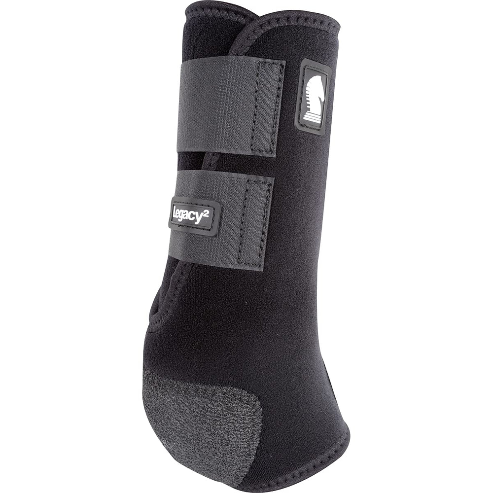 Classic Equine Legacy2 bota de soporte trasera, vista lateral, protege la articulación fetlock durante entrenamientos