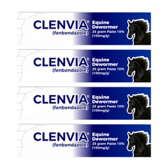 CLENVIA pasta desparasitante para caballos 10 por ciento, frasco frontal para uso fácil.
