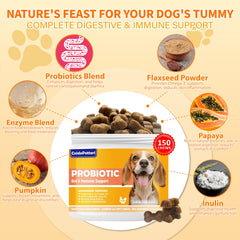 CnidoPetteri gomitas probióticas para perros, sabor pollo, apoyo digestivo.