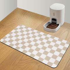 CooRug alfombrilla de comida para perros cuadriculada, absorbe derrames y protege el suelo.