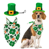 CooShou bandana triangular verde con tréboles: accesorio festivo para fotos adorables en casa.
