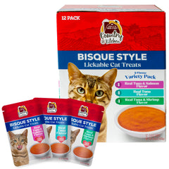 Country Kitchen Bisque para gatos, tubo de atún y salmón para lamidos sabrosos