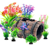 CousDUoBe barril roto decorativo para acuario, estable y seguro para el agua.