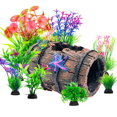CousDUoBe barril roto decorativo para acuario, estable y seguro para el agua.