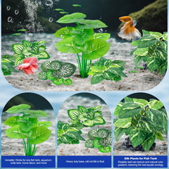 CousDUoBe planta de seda pequeña (2) para acuario Betta, distribución versátil de sotobosque.